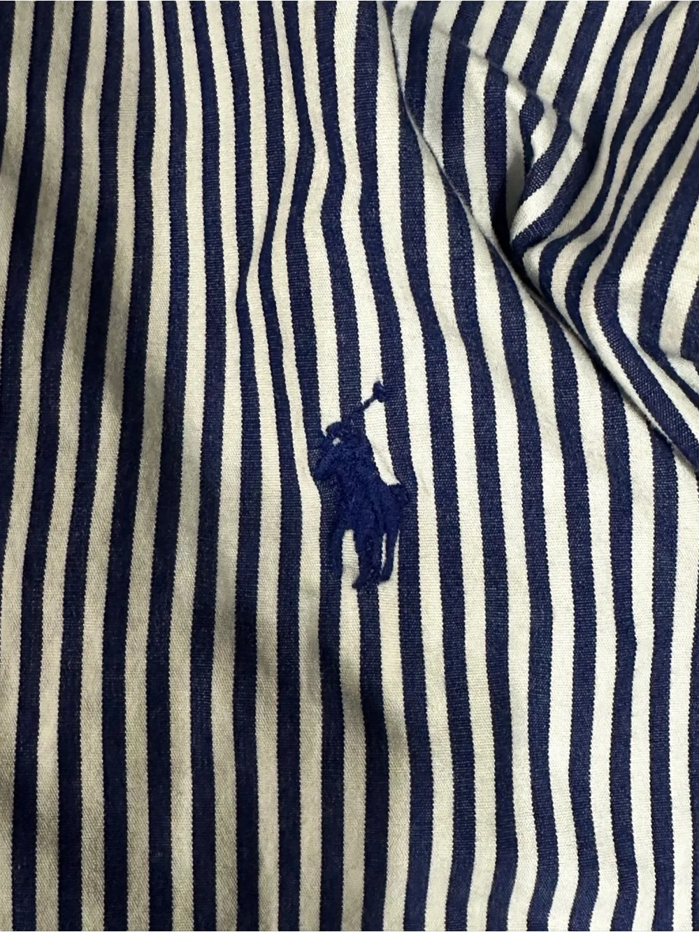Polo Ralph Lauren Navy & White Striped Stretch Poplin Shirt Classic Fit XL 17.5 - Picture 6 of 8